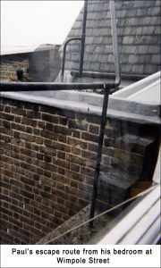 Paul's escape route from his bedroom at 57 Wimpole Street