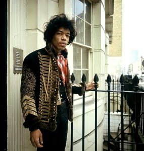 Jimi Hendrix on the steps of 34 Montague Square