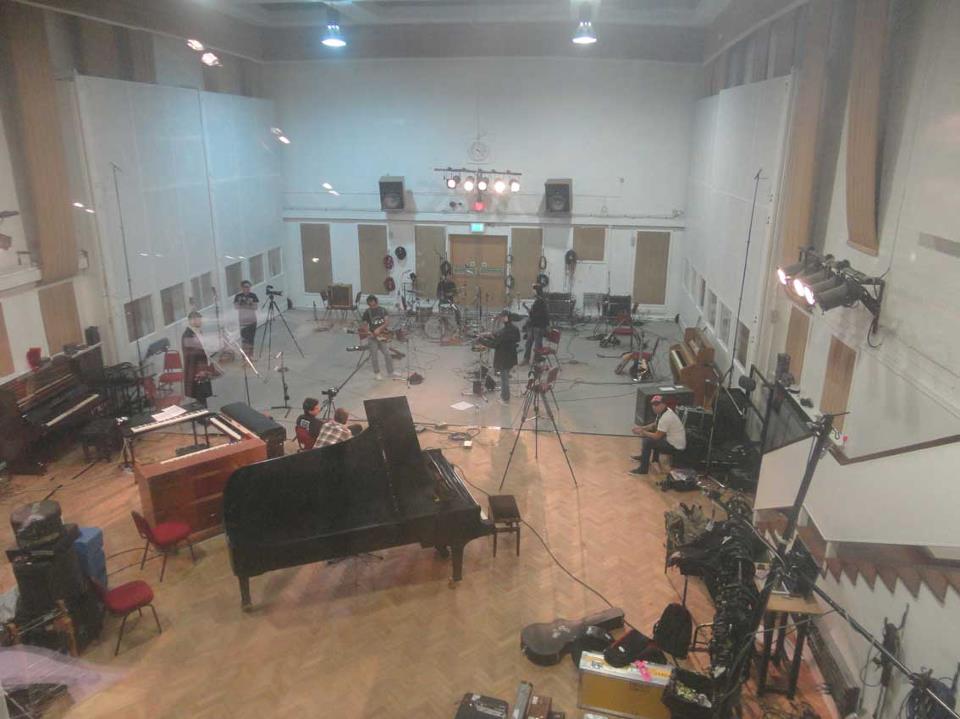 Brazilian band 'All You Need is Love' recording inside Studio 2 at Abbey Road Studios