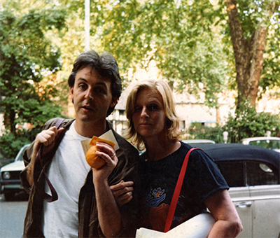 Paul and Linda McCartney in Soho Square, London
