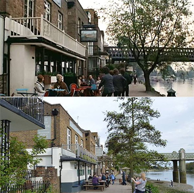 City Barge Pub in the 60s and today
